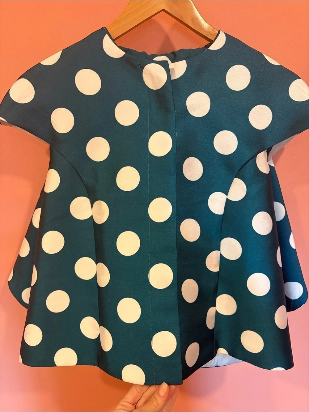 Gracia Polka Dot Top in Teal & Cream Like New